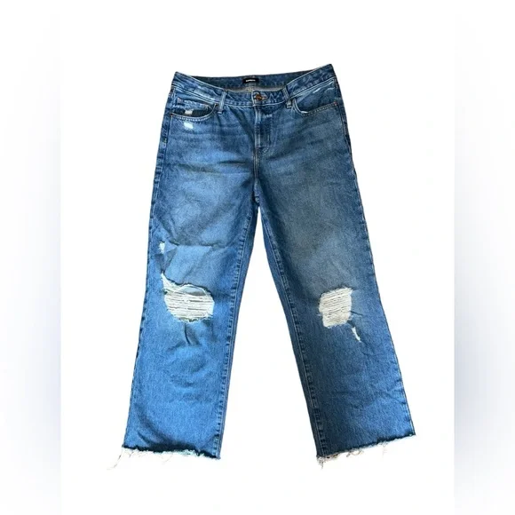 Medium Wash Ripped 90s Ankle Boot Jeans | Sz 10 Regular - Picture 3 of 7